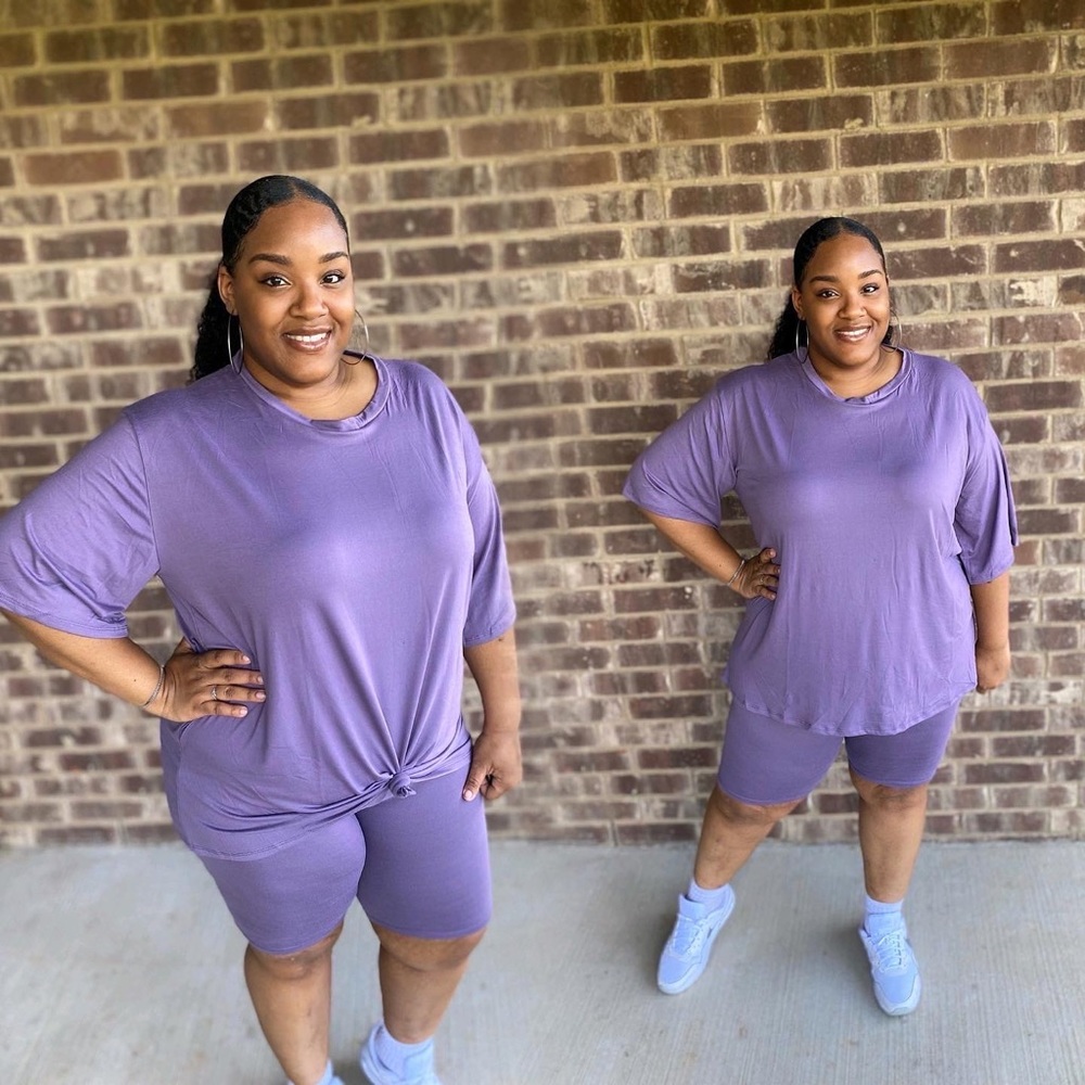 Soft Purple Biker Shorts Set